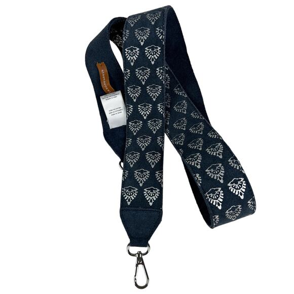 Anthropologie Navy Blue Suede Silver Detailed Detachable Crossbody Strap